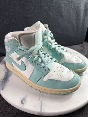 Nike Air Jordan 1 Mid Sail Light Dew Muslin Women Size 9 Pastel Leather Sneakers